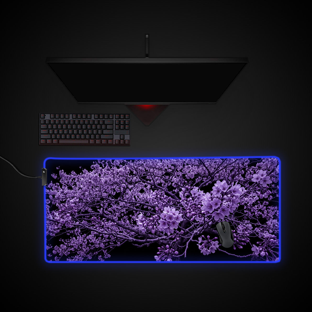 Amethyst Sakura desk mat with RGB edge lighting