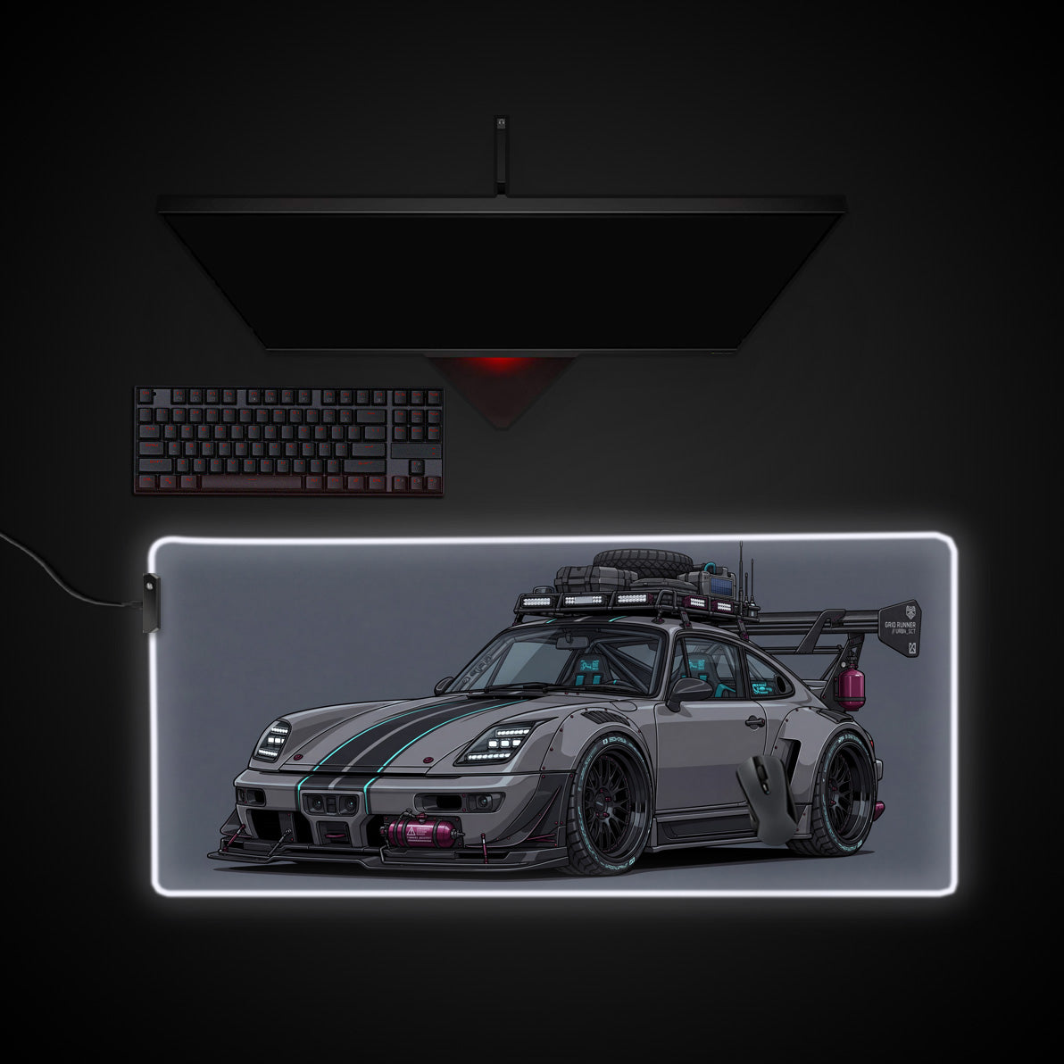 Grid Runner desk mat with RGB edge lighting