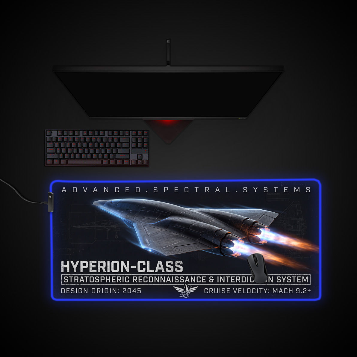 Hyperion Class desk mat with RGB edge lighting