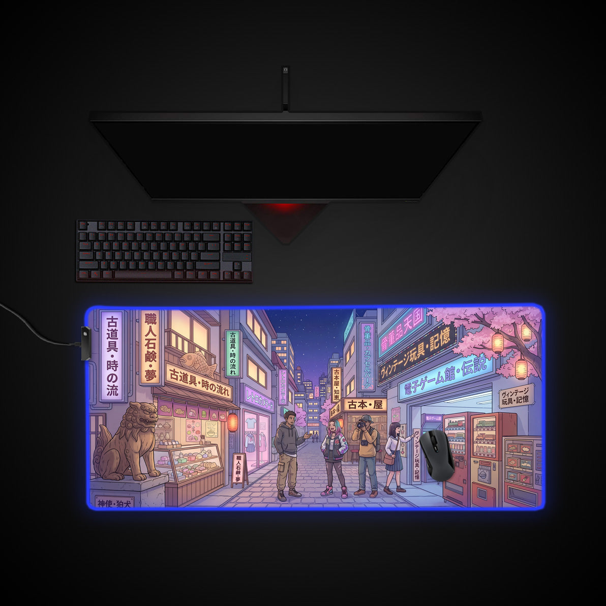 Anime Street desk mat with RGB edge lighting