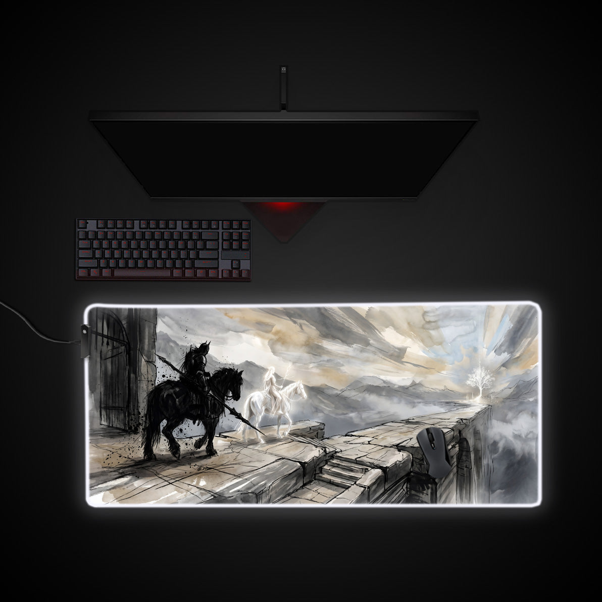 Ethereal Journey desk mat with RGB edge lighting