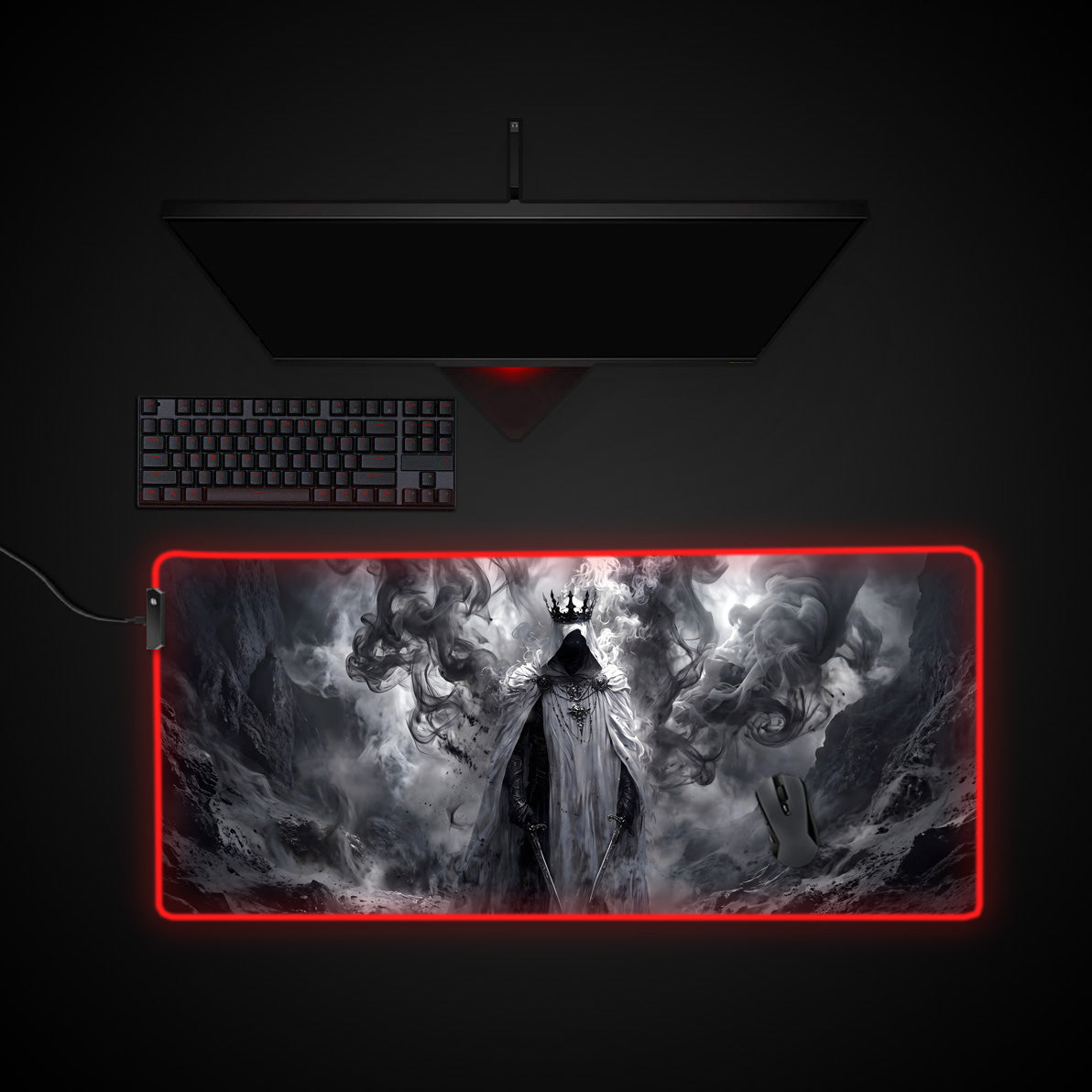 Shadow Sovereign desk mat with RGB edge lighting