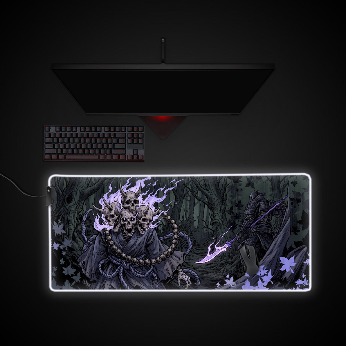 Abyssal Yokai desk mat with RGB edge lighting