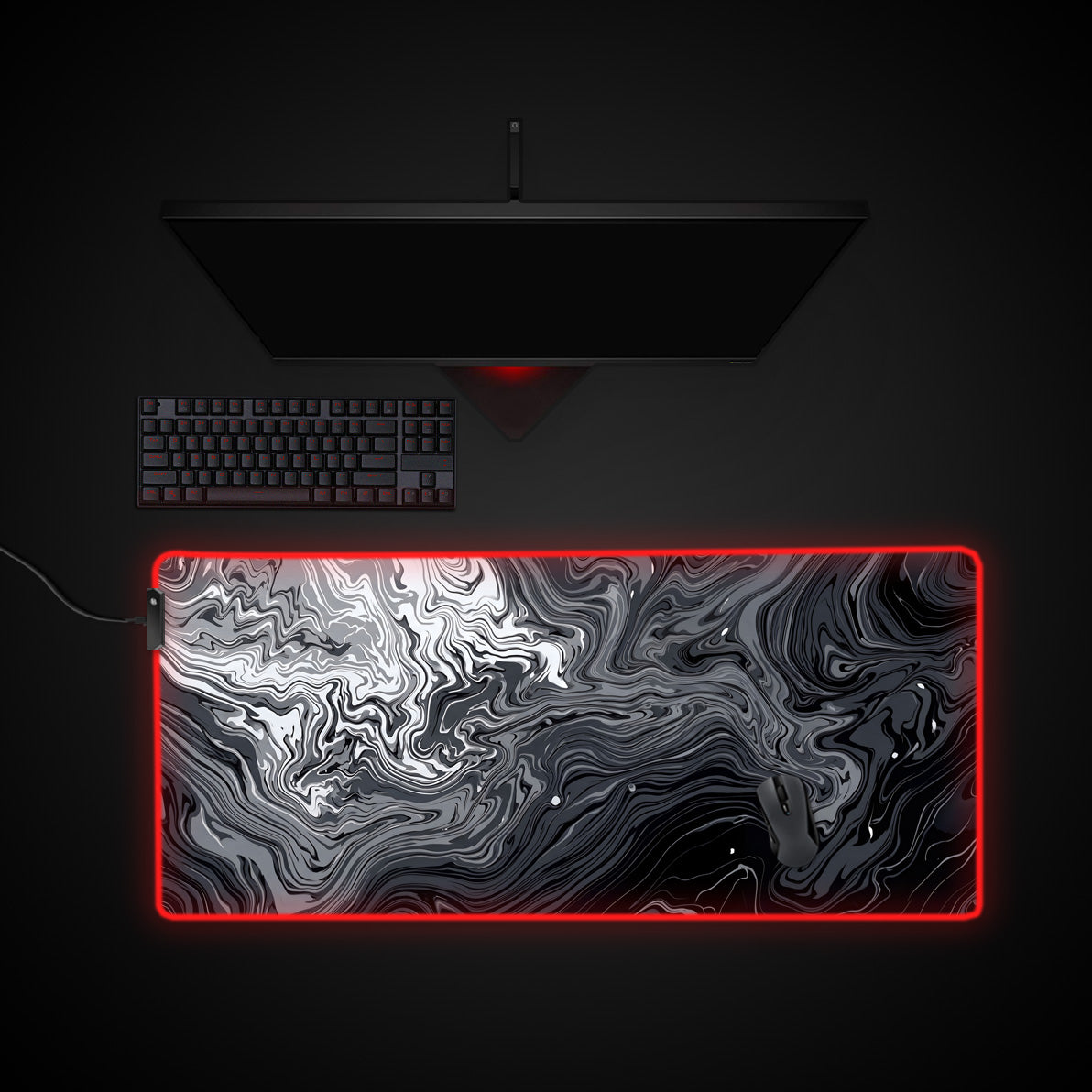 Ebon Flow desk mat with RGB edge lighting