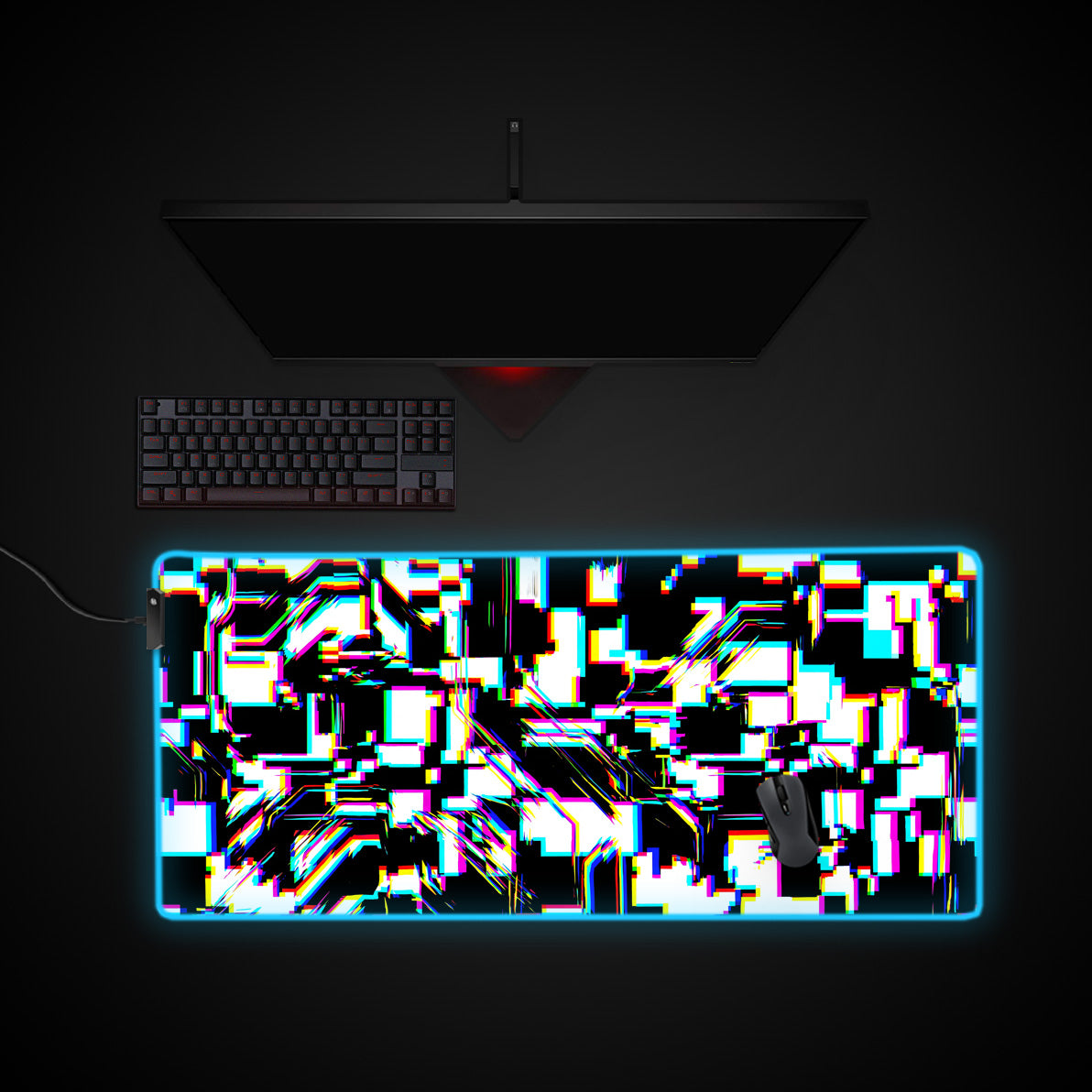 System Error desk mat with RGB edge lighting