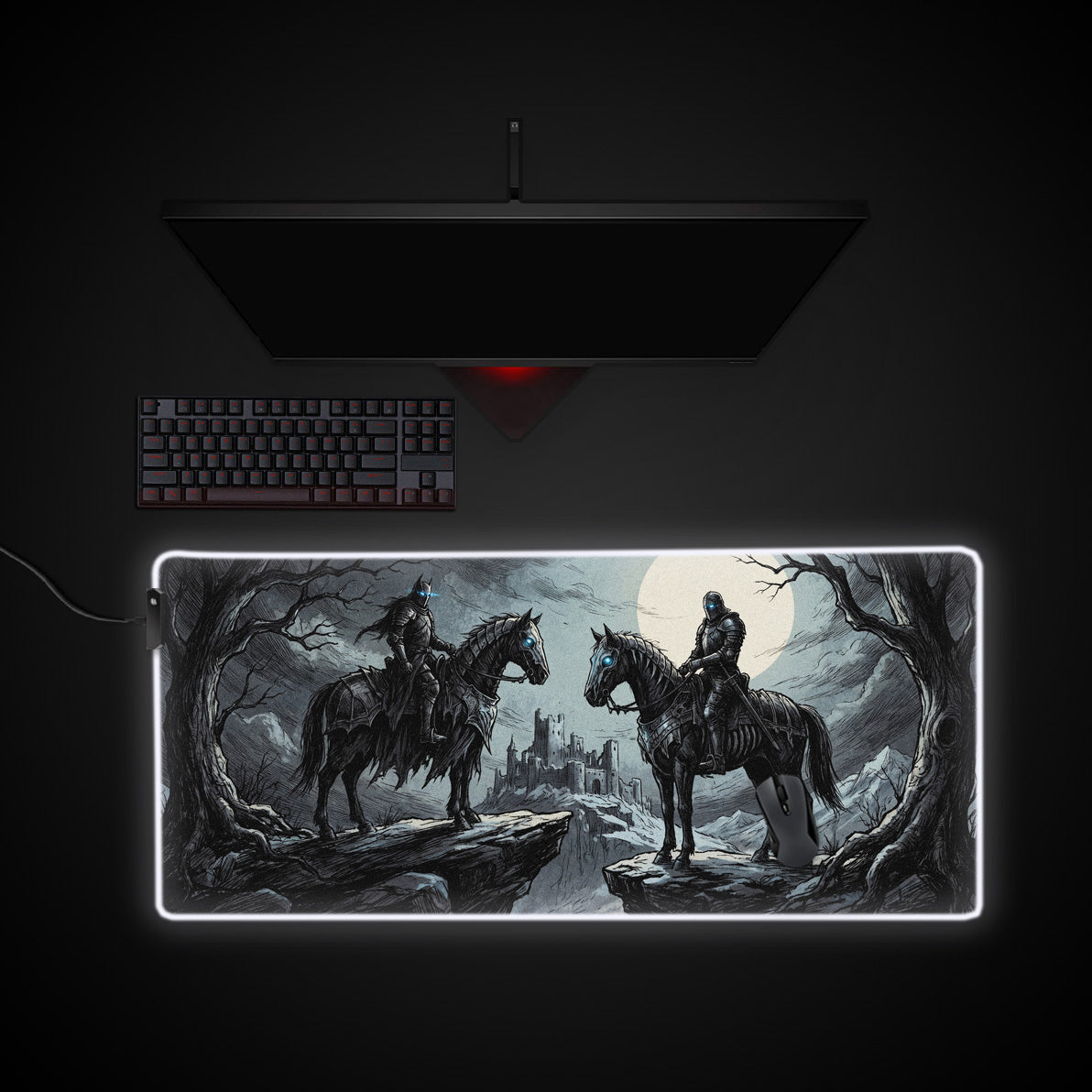 Phantom Riders desk mat with RGB edge lighting