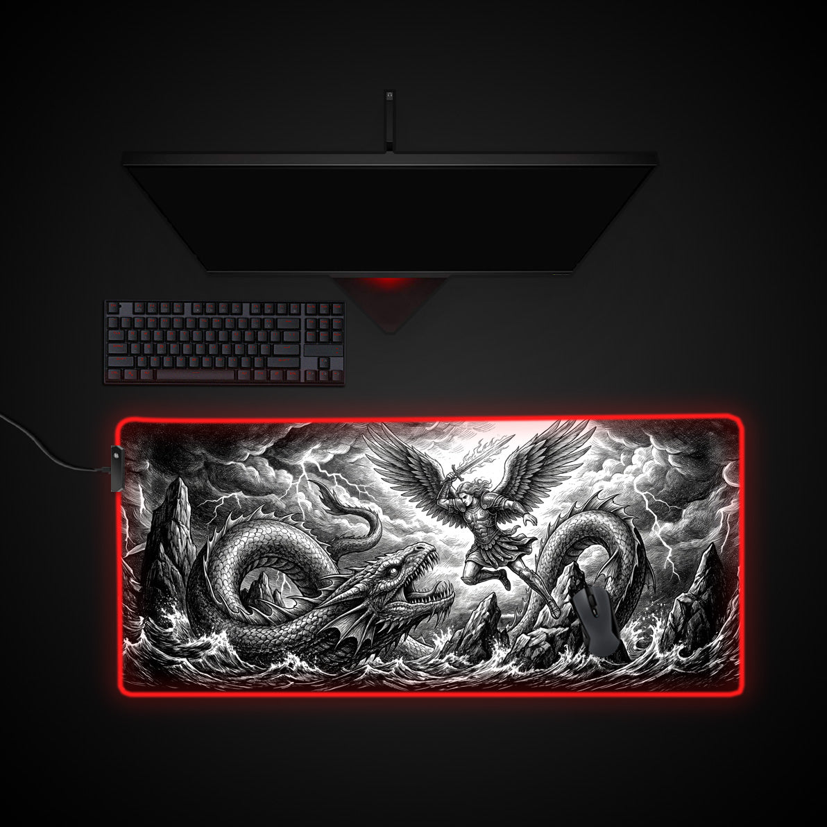 Archangel's Strike desk mat with RGB edge lighting