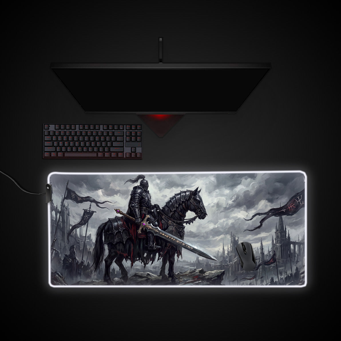 Shadow Cavalier desk mat with RGB edge lighting