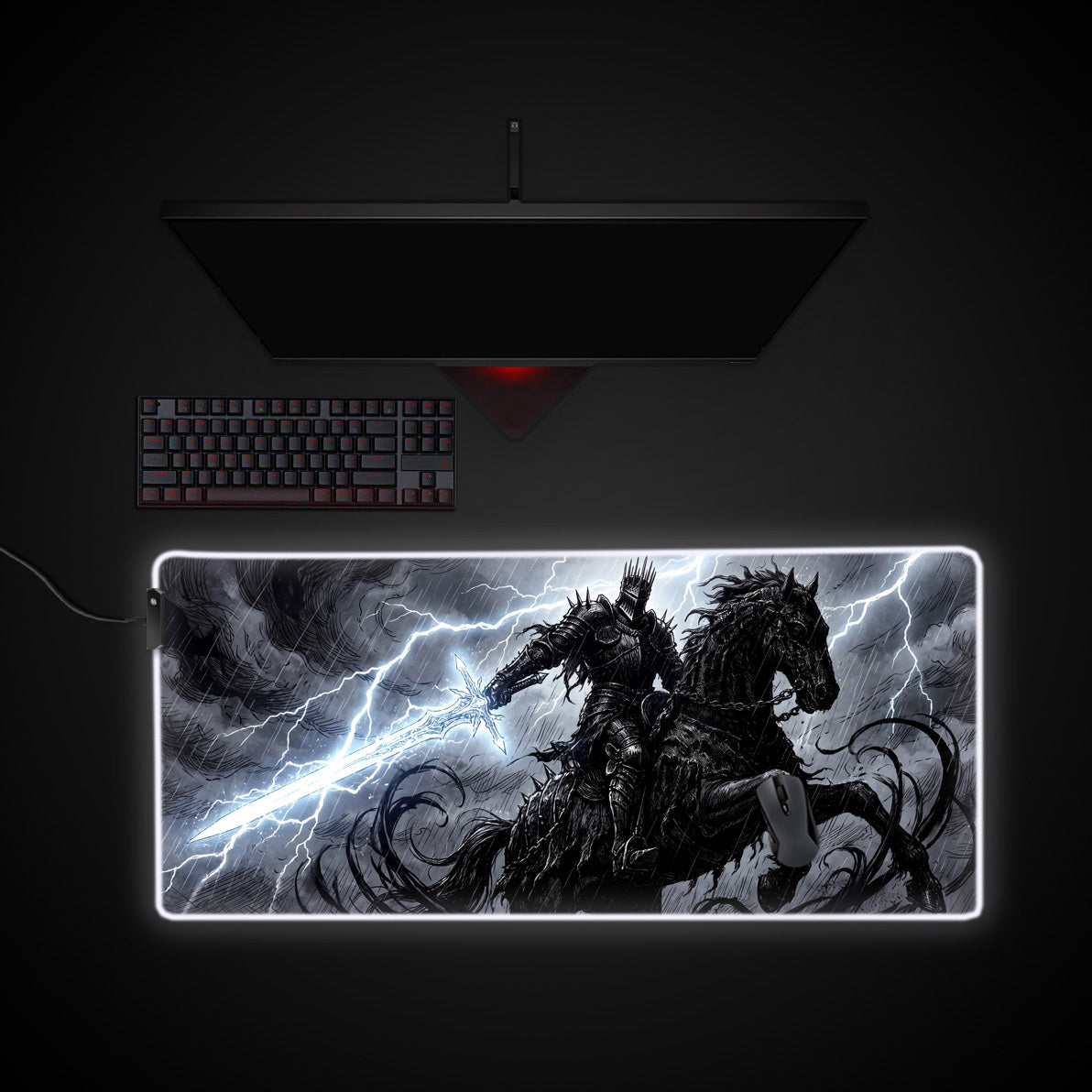 Storm Knight desk mat with RGB edge lighting