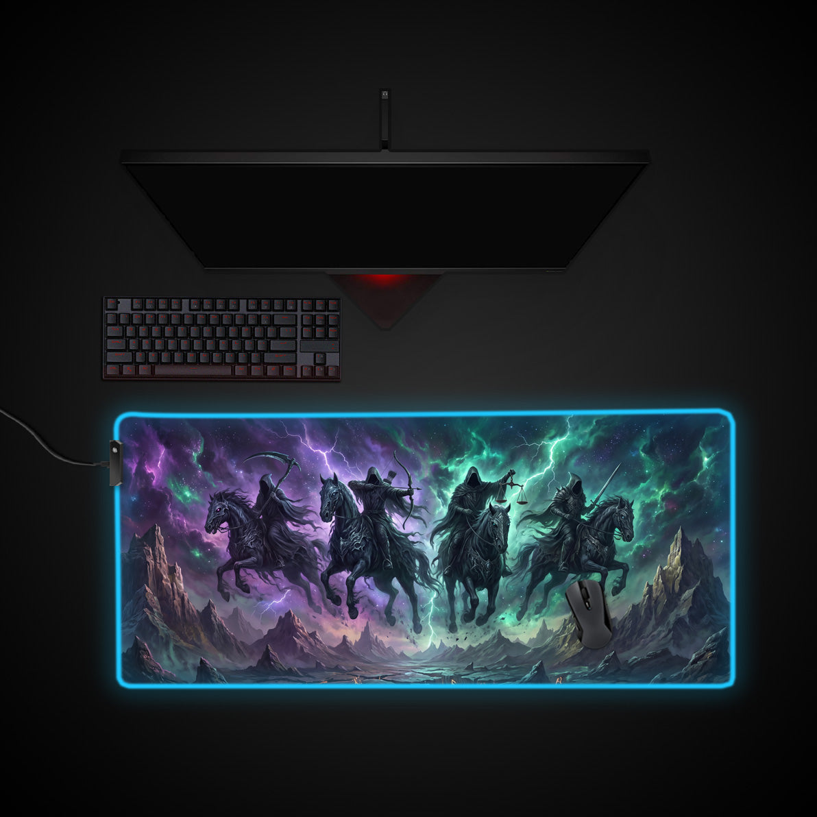 Four Horsemen desk mat with RGB edge lighting