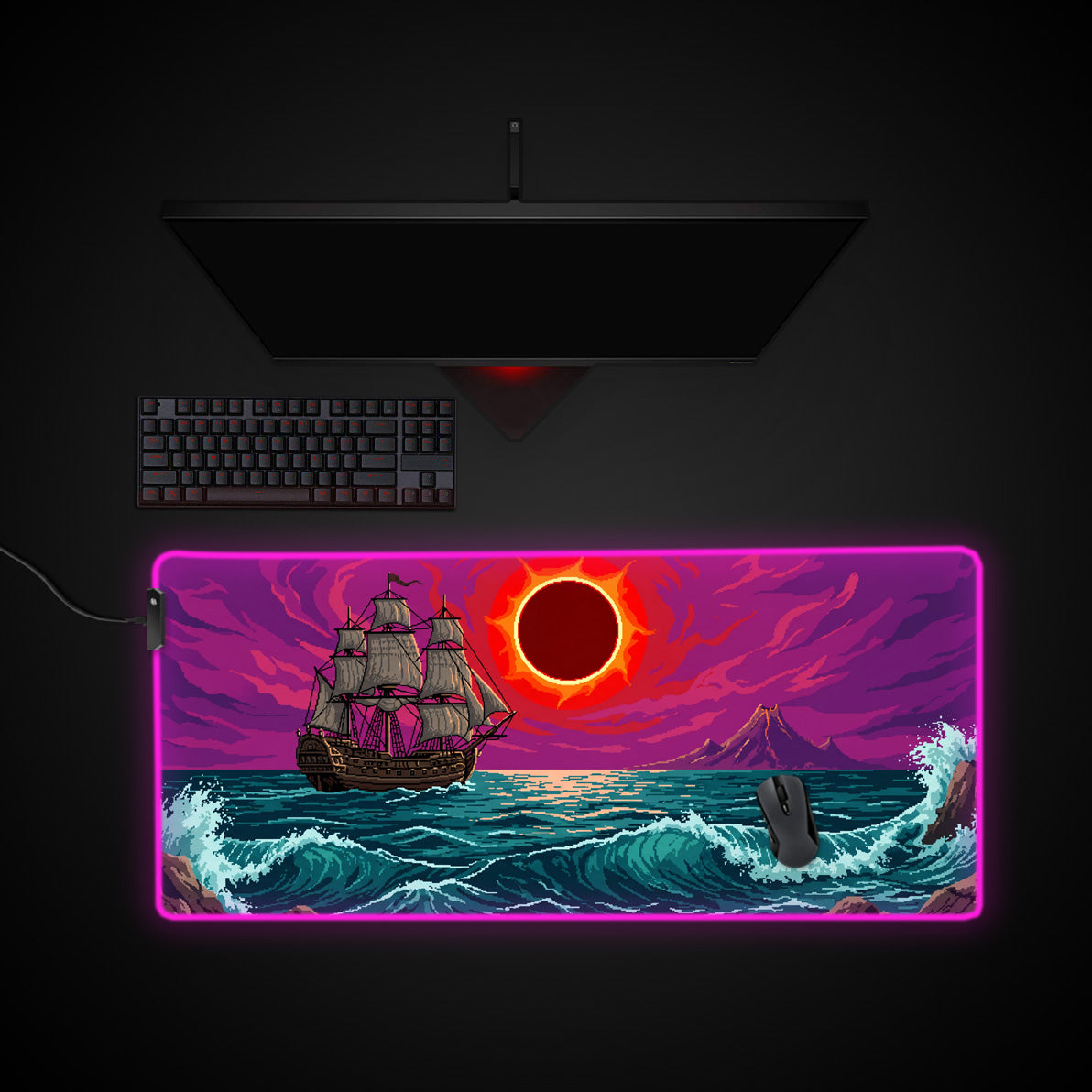 Eclipse Voyage desk mat with RGB edge lighting
