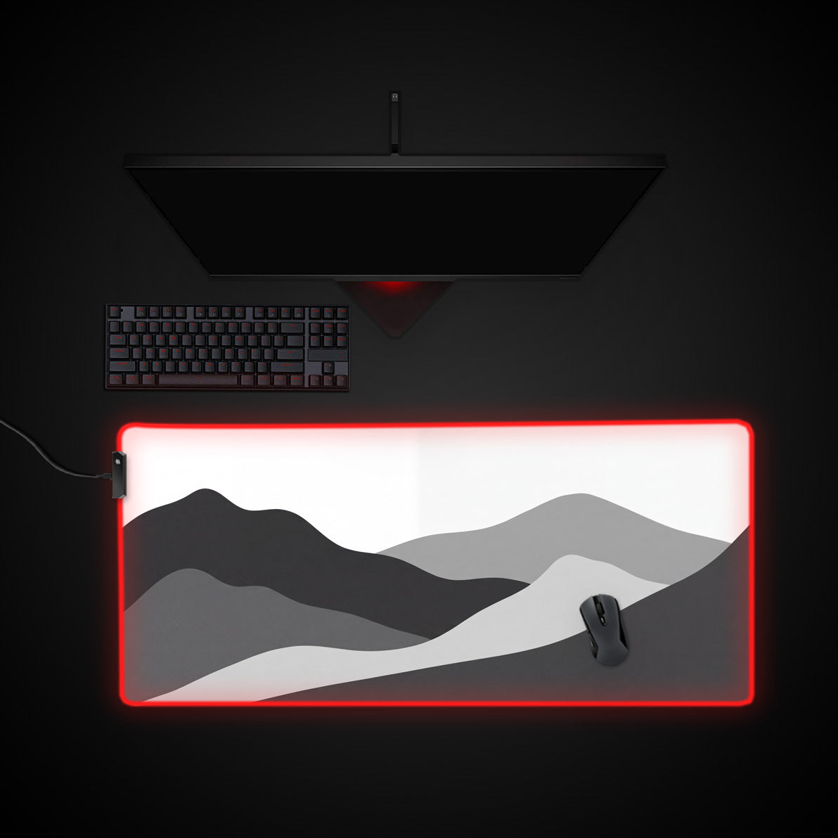 Shadowed Ascent desk mat with RGB edge lighting