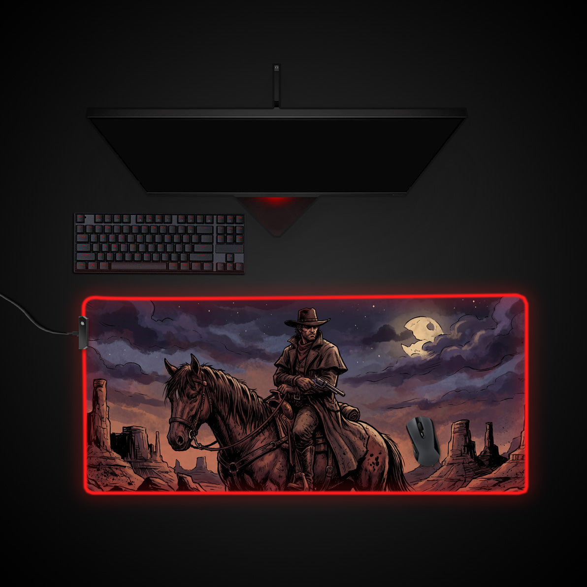 Desert Drifter desk mat with RGB edge lighting