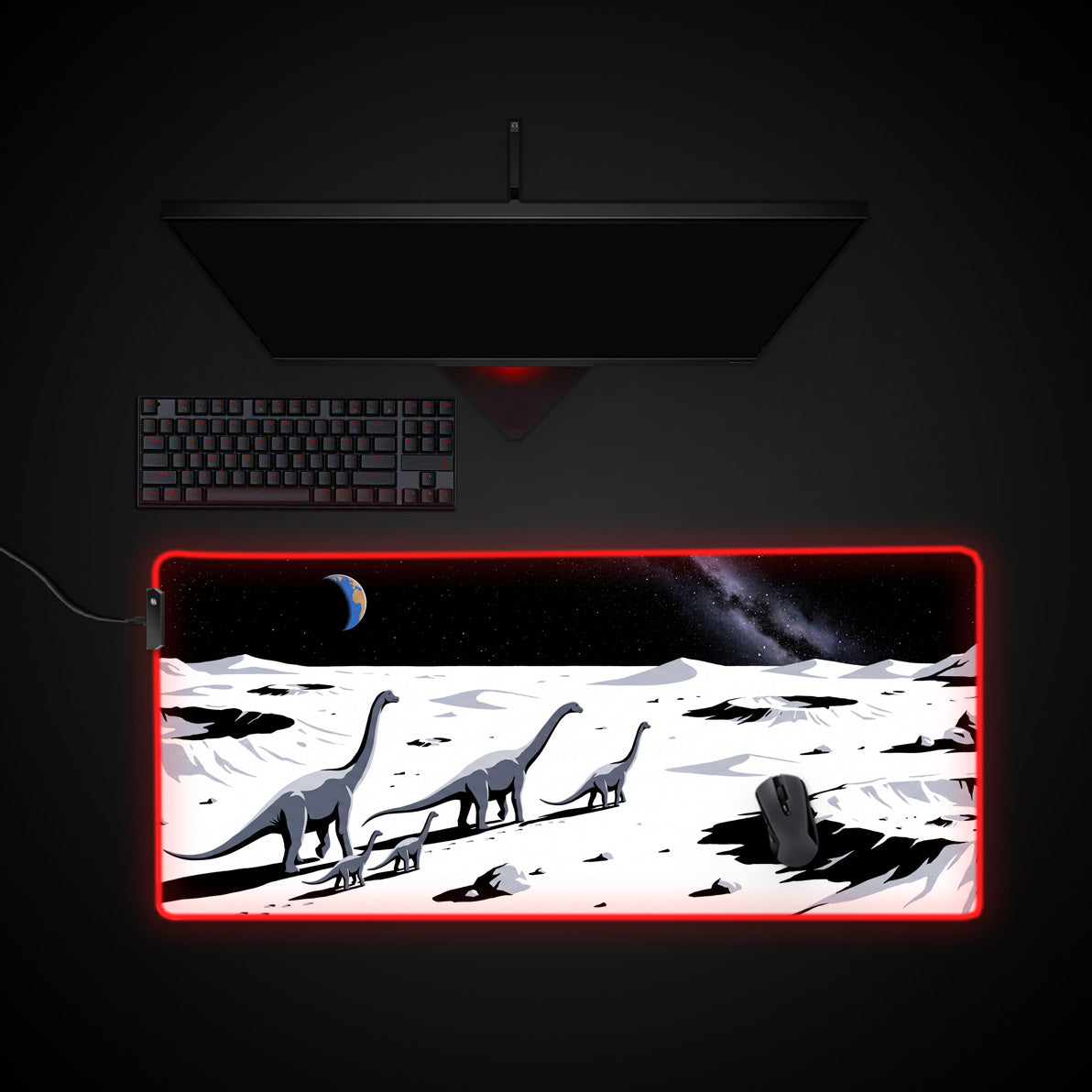 Lunar Migration desk mat with RGB edge lighting