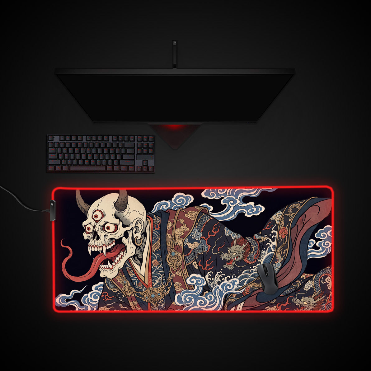 Third Eye Yokai desk mat with RGB edge lighting