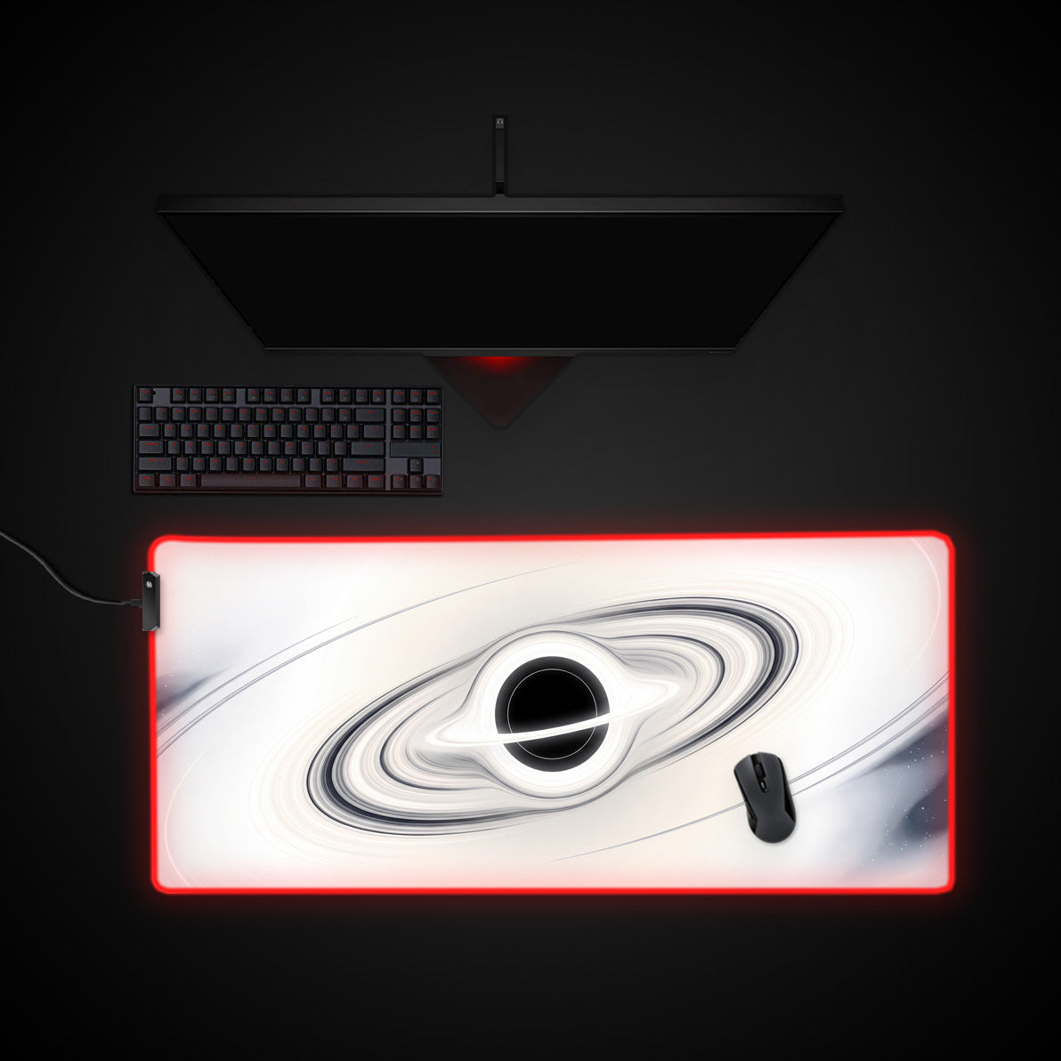 Ivory Full Halo desk mat with RGB edge lighting