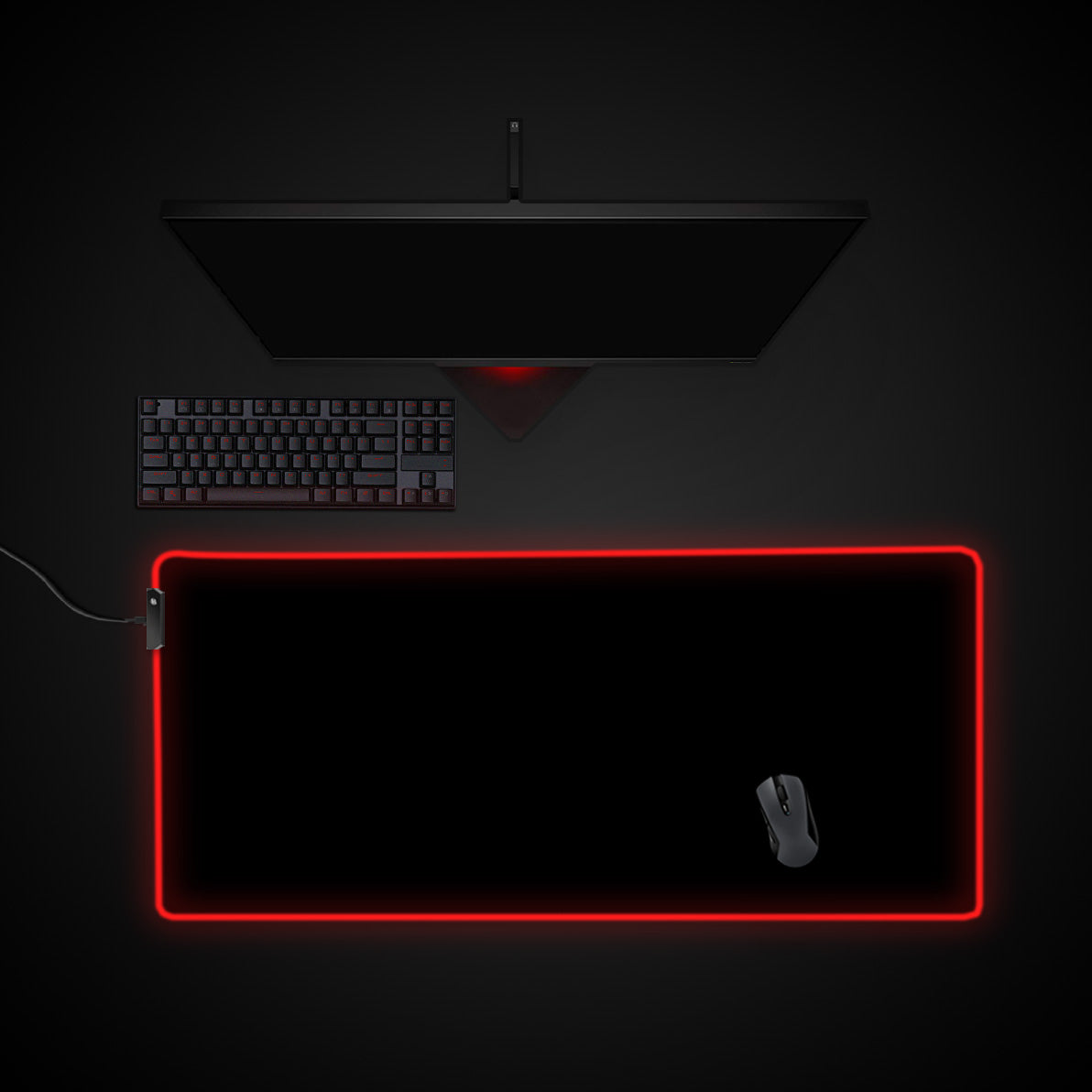 Pure Black Desk Pad desk mat with RGB edge lighting