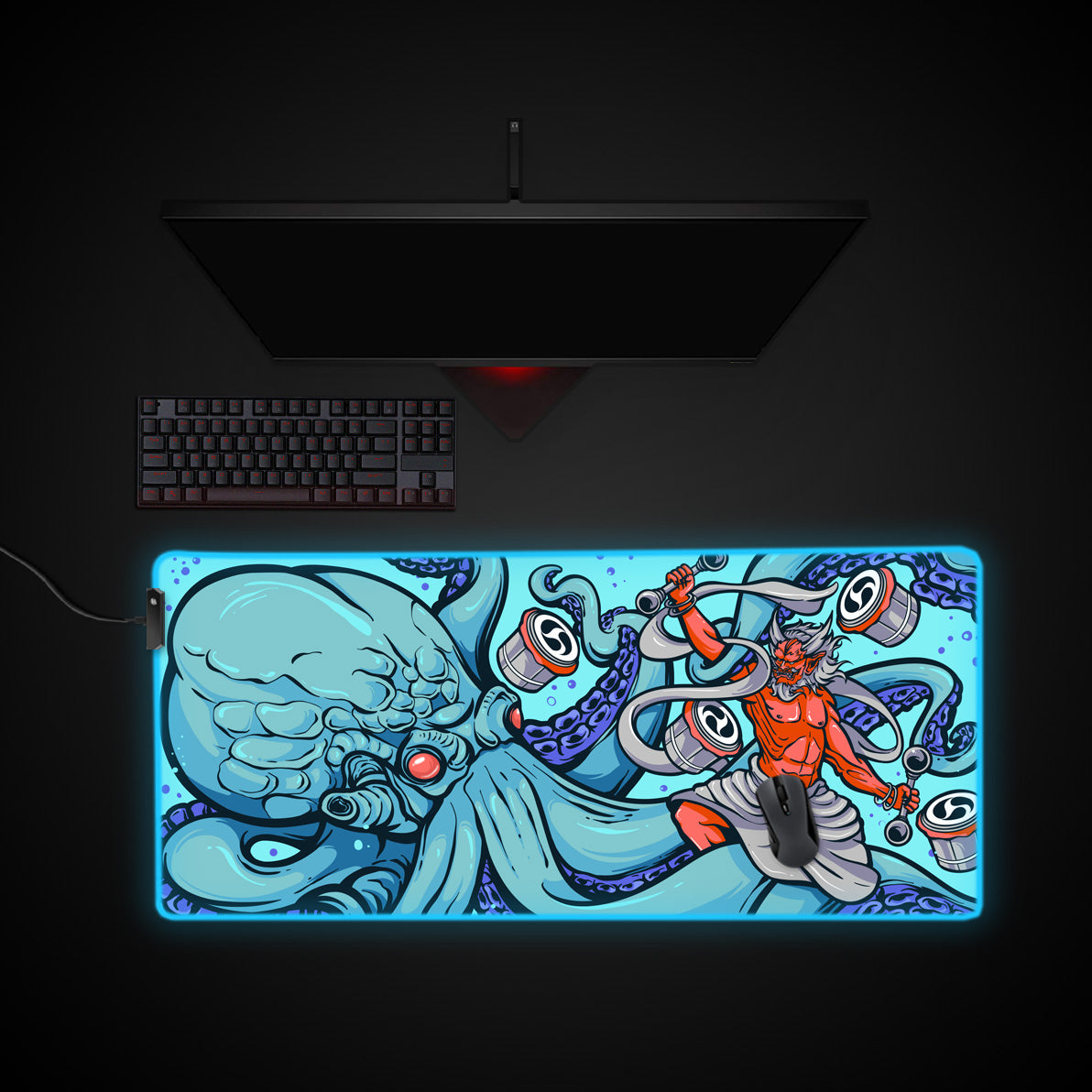 Raijin Desk Pad desk mat with RGB edge lighting