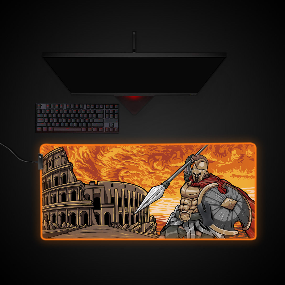 GOW Battlelust Desk Pad desk mat with RGB edge lighting