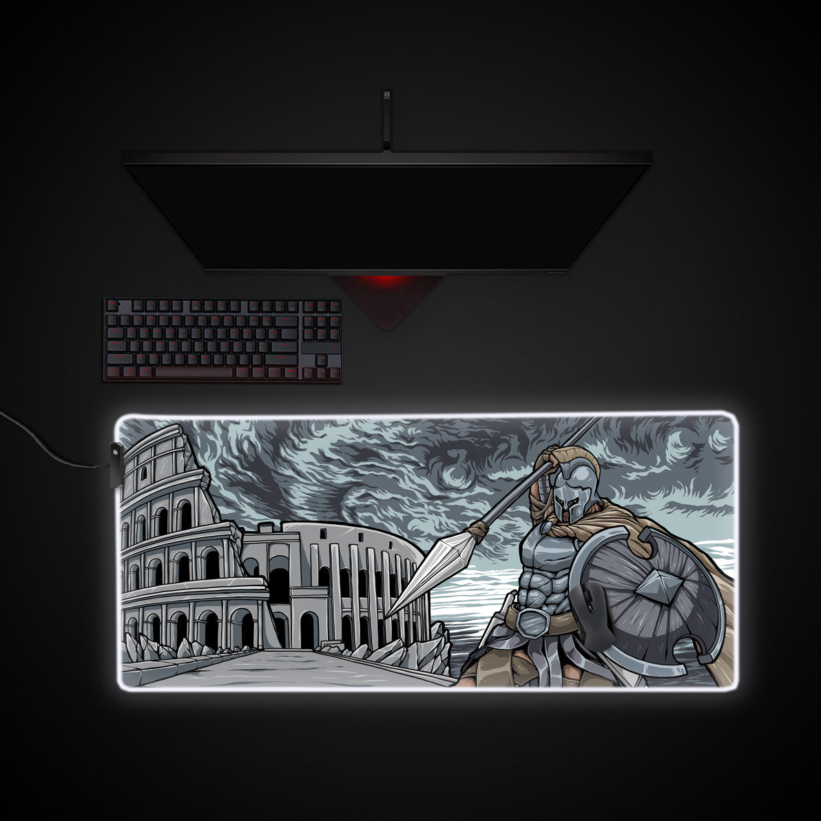 GOW Sparta Desk Pad desk mat with RGB edge lighting