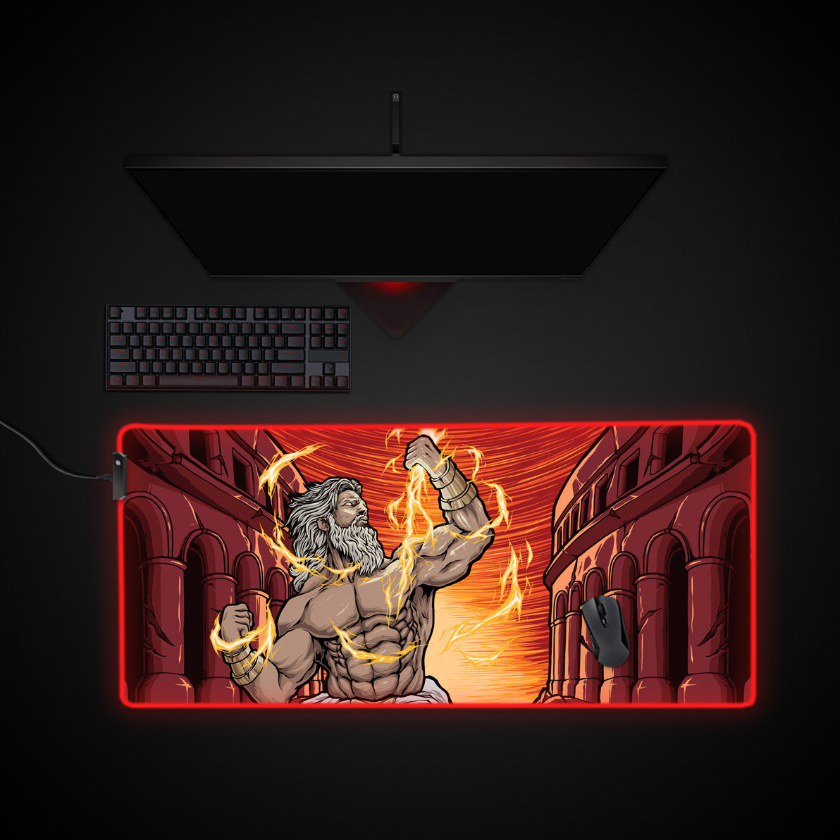 GOW Zeus Desk Pad desk mat with RGB edge lighting
