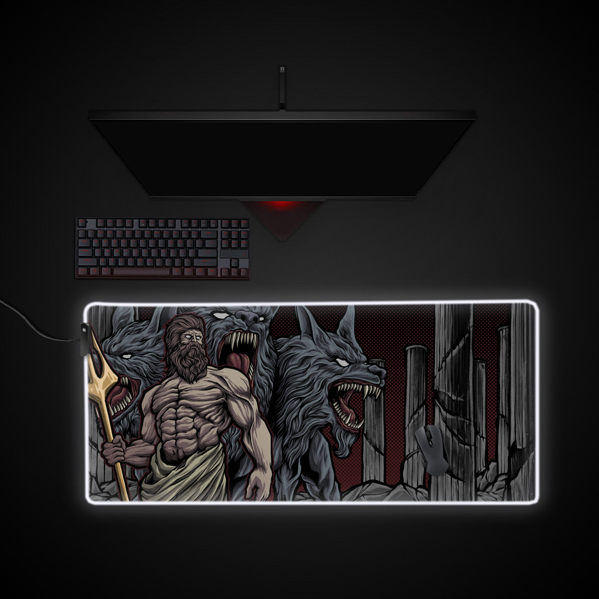 Hades Desk Pad desk mat with RGB edge lighting