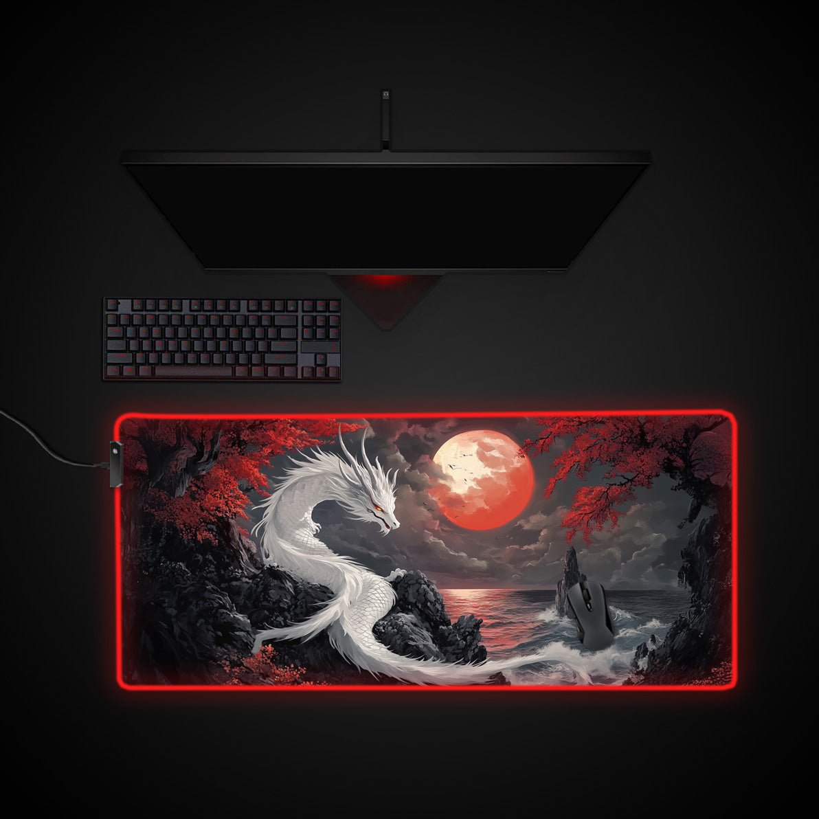 Ancient Spirit Desk Pad desk mat with RGB edge lighting