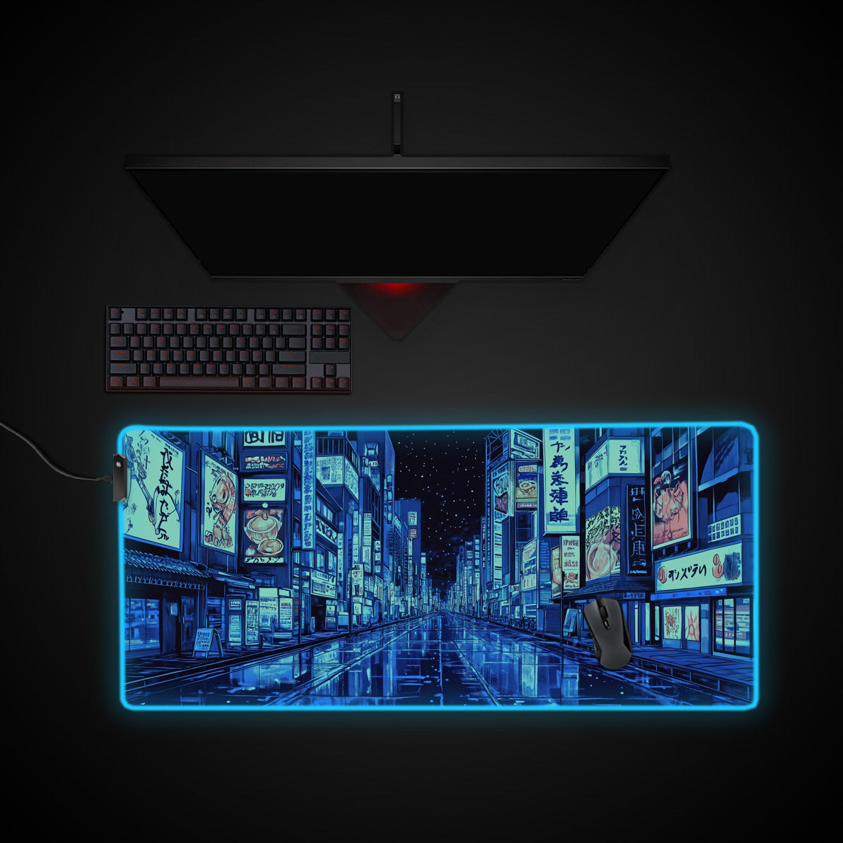 Tokyo Street Desk Pad desk mat with RGB edge lighting