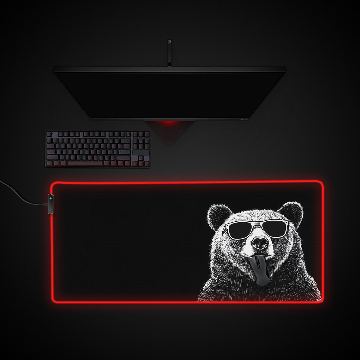Grizzly Bear Desk Pad desk mat with RGB edge lighting