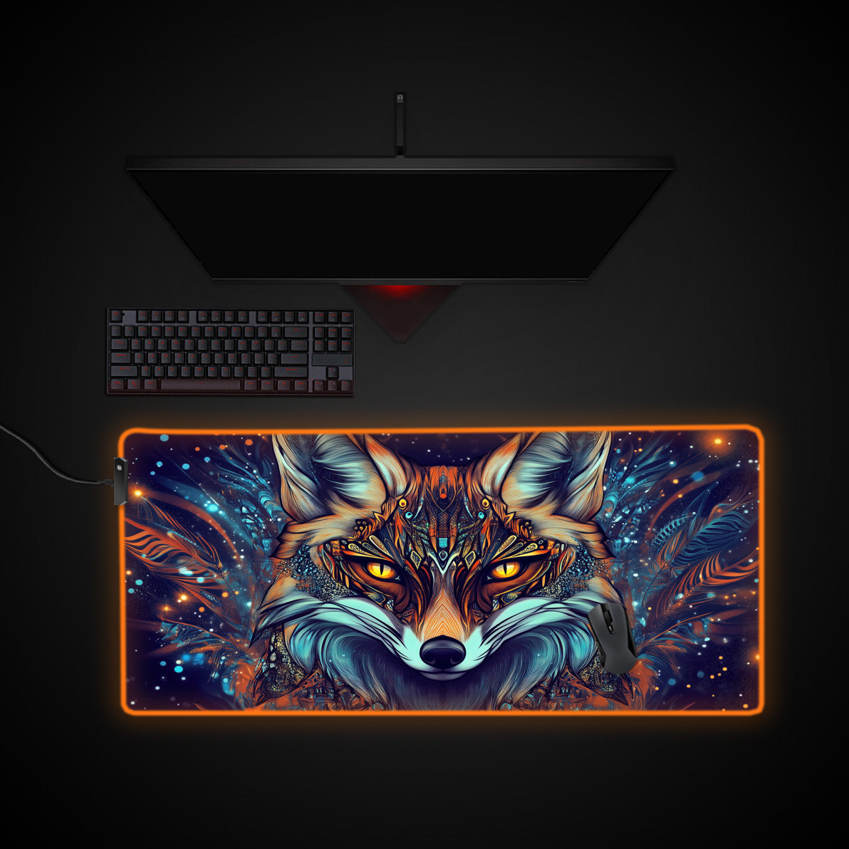 Dazzling Fox Desk Pad desk mat with RGB edge lighting