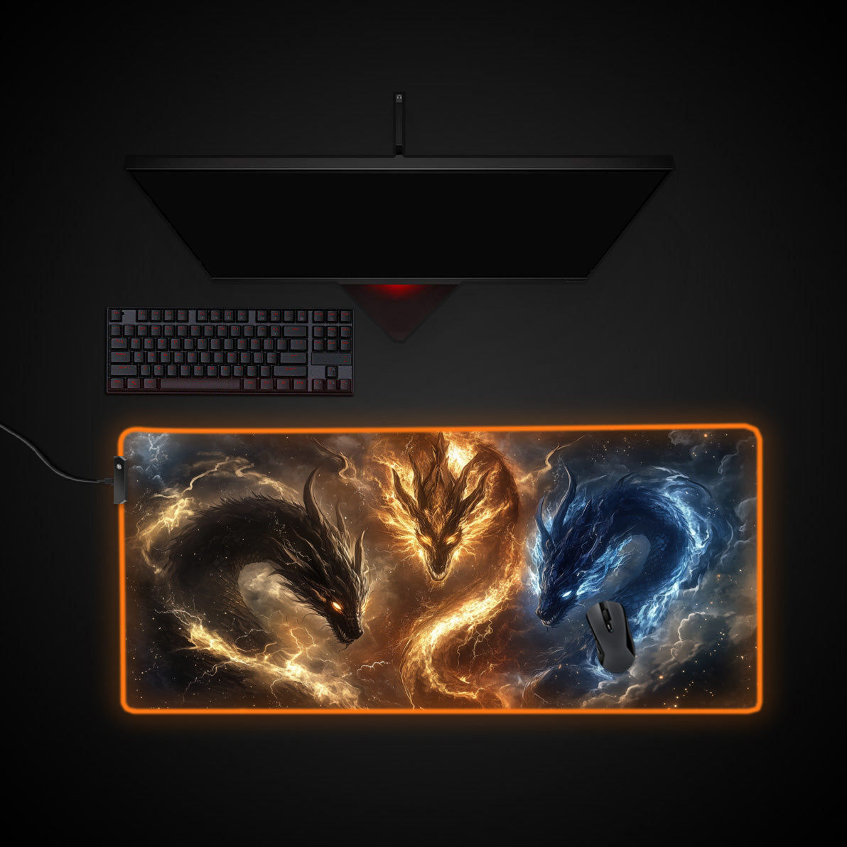 Fourth Wing Dragons Desk Pad desk mat with RGB edge lighting