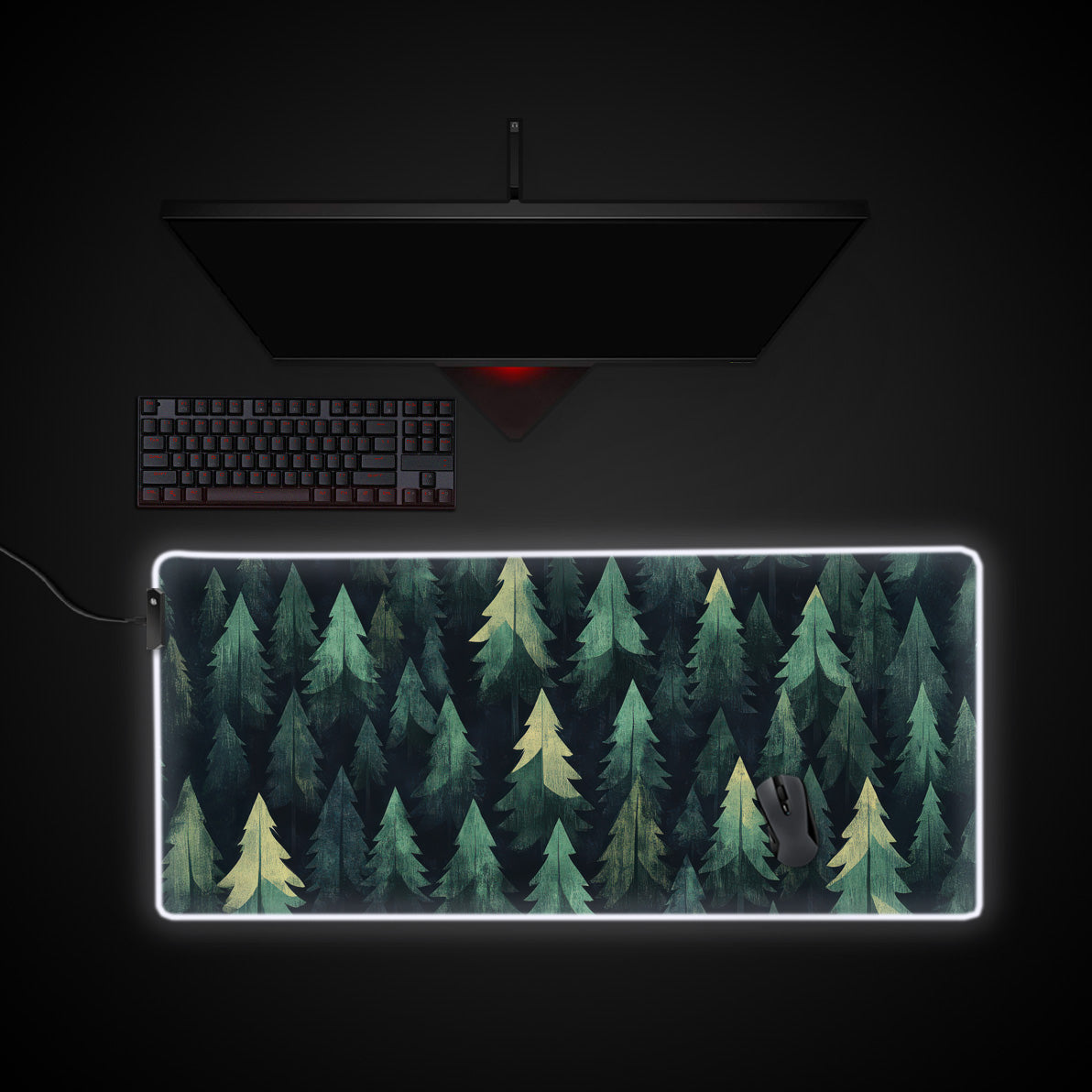 Forest Desk Pad desk mat with RGB edge lighting