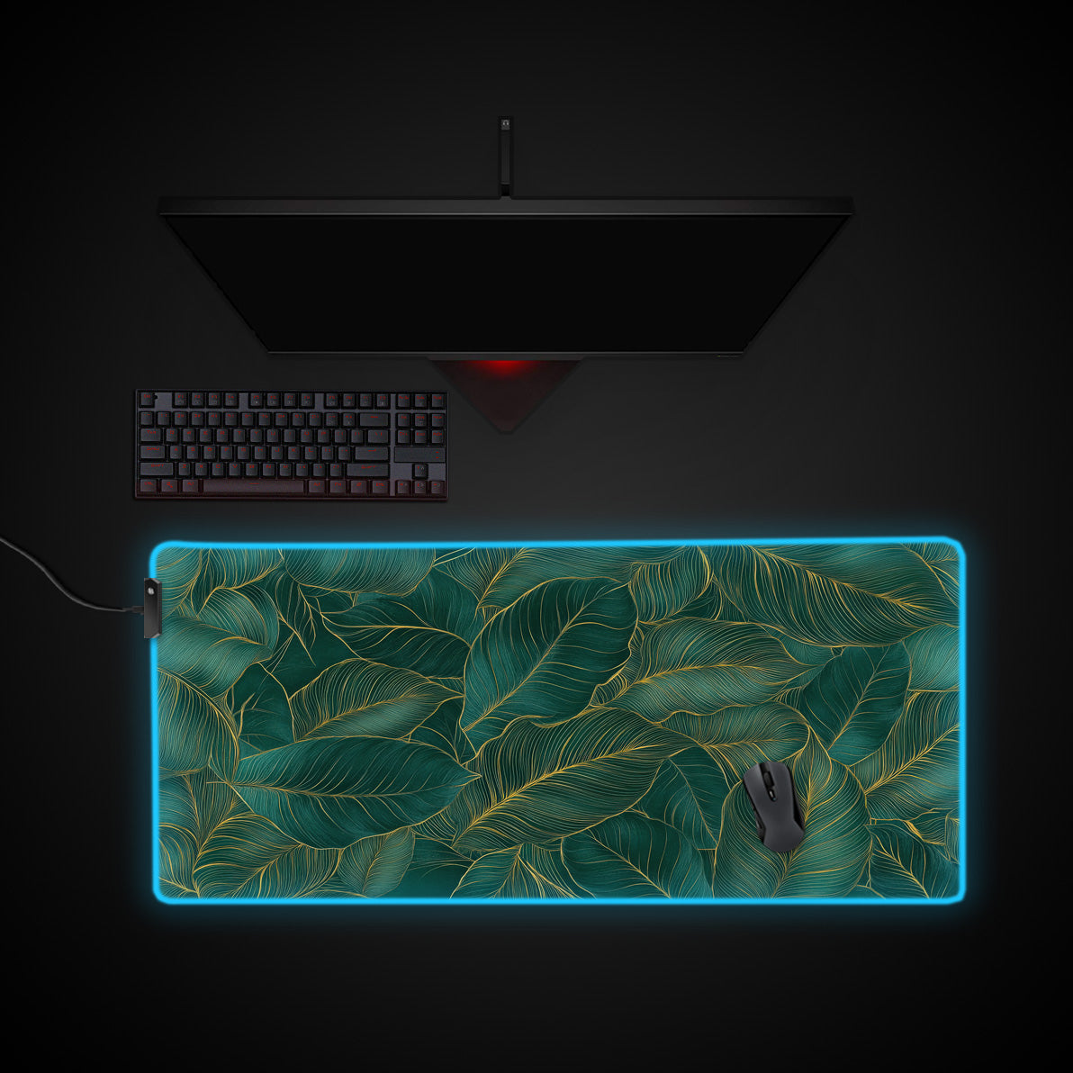 Nature Green Desk Pad desk mat with RGB edge lighting