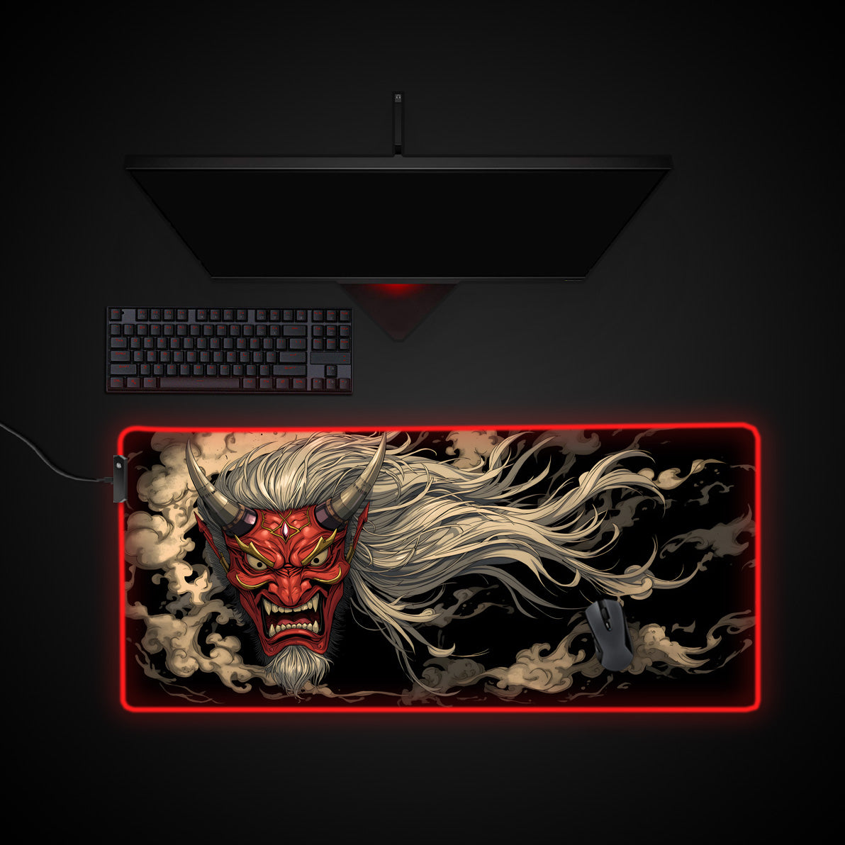 Oni Spirit desk mat with RGB edge lighting