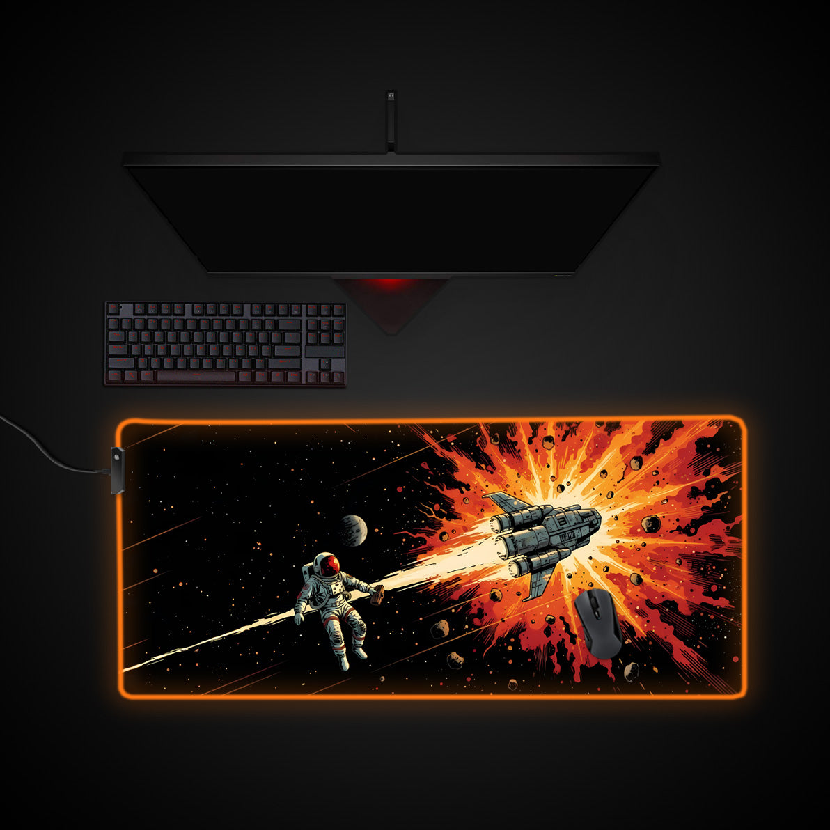 Solar Escape desk mat with RGB edge lighting