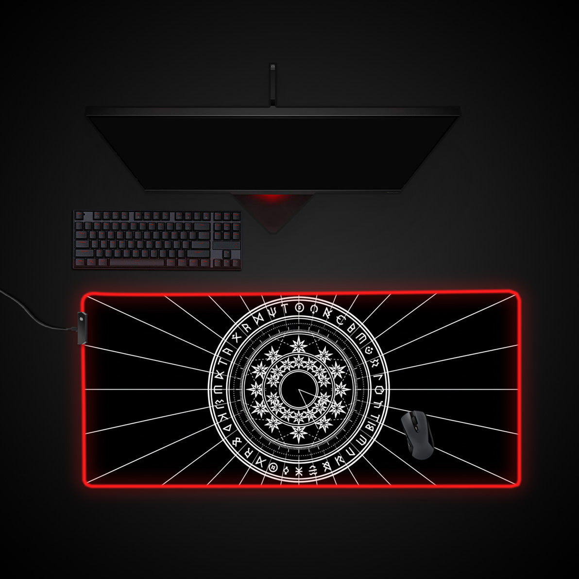 Arcane Circle desk mat with RGB edge lighting