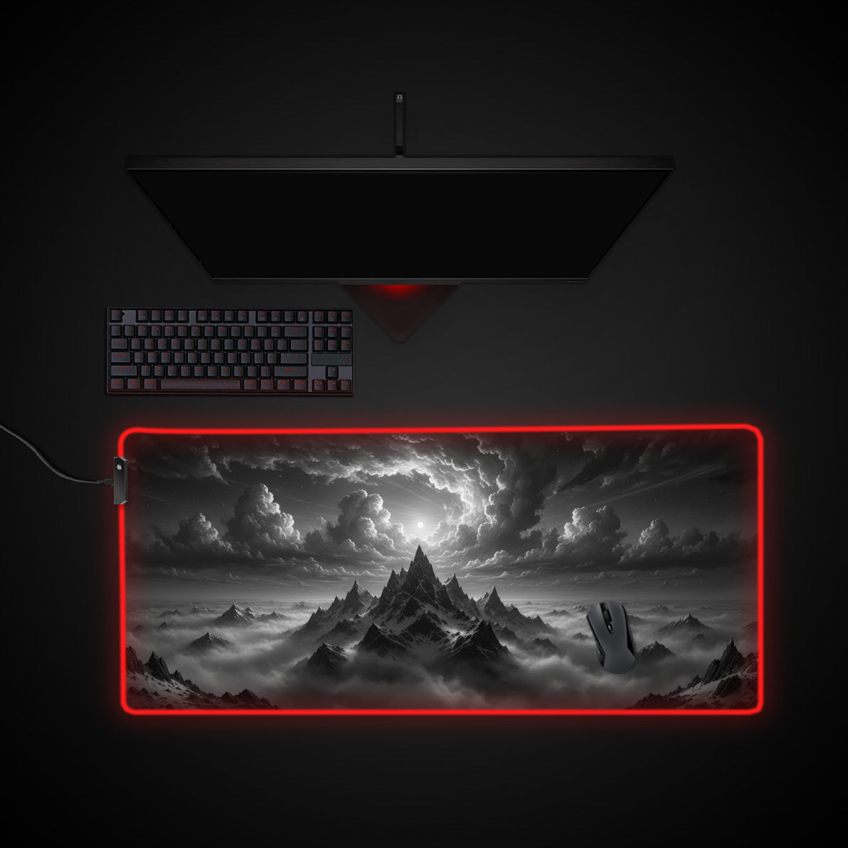 The Ascent desk mat with RGB edge lighting