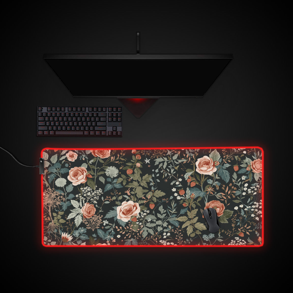 Midnight Garden desk mat with RGB edge lighting