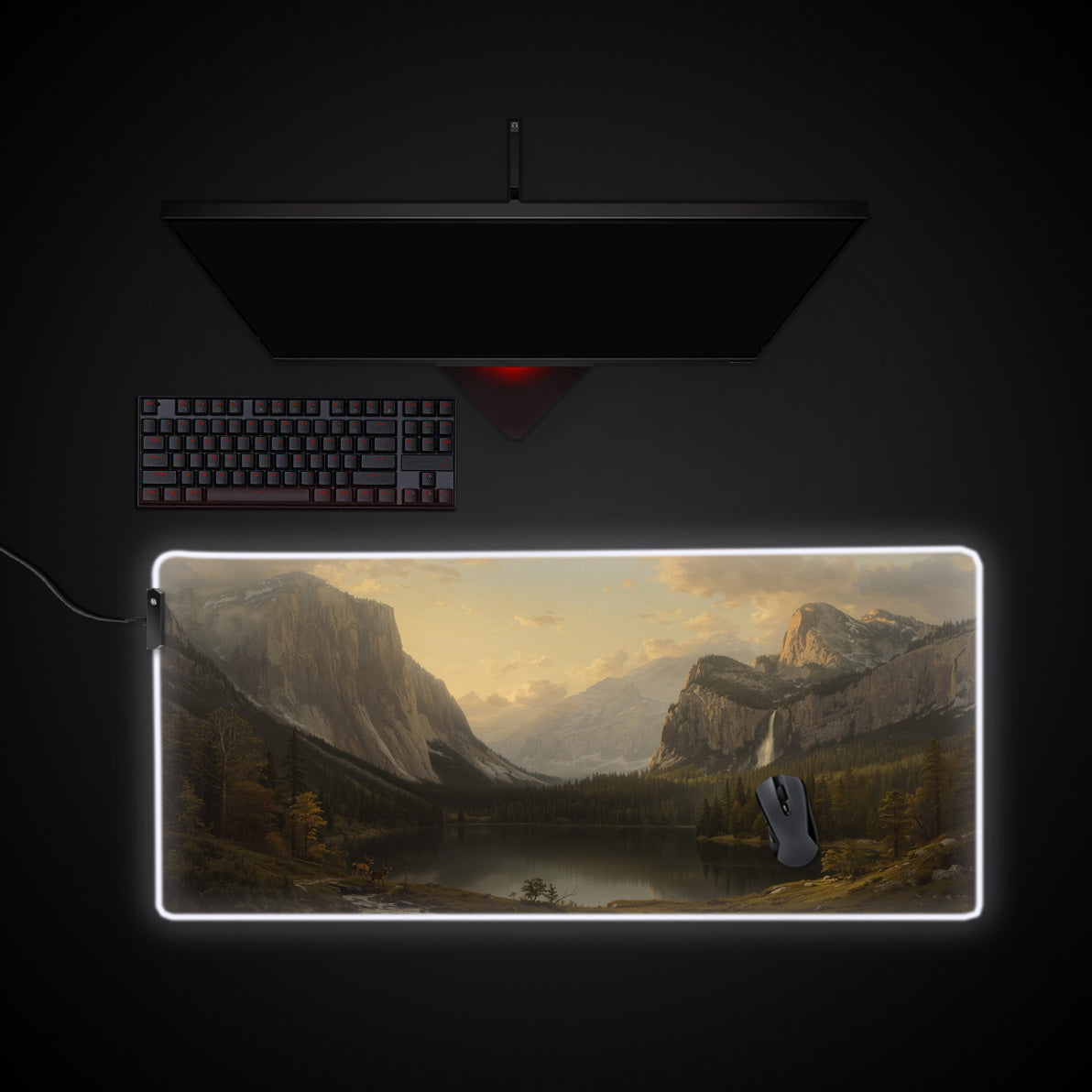Valley of Light desk mat with RGB edge lighting