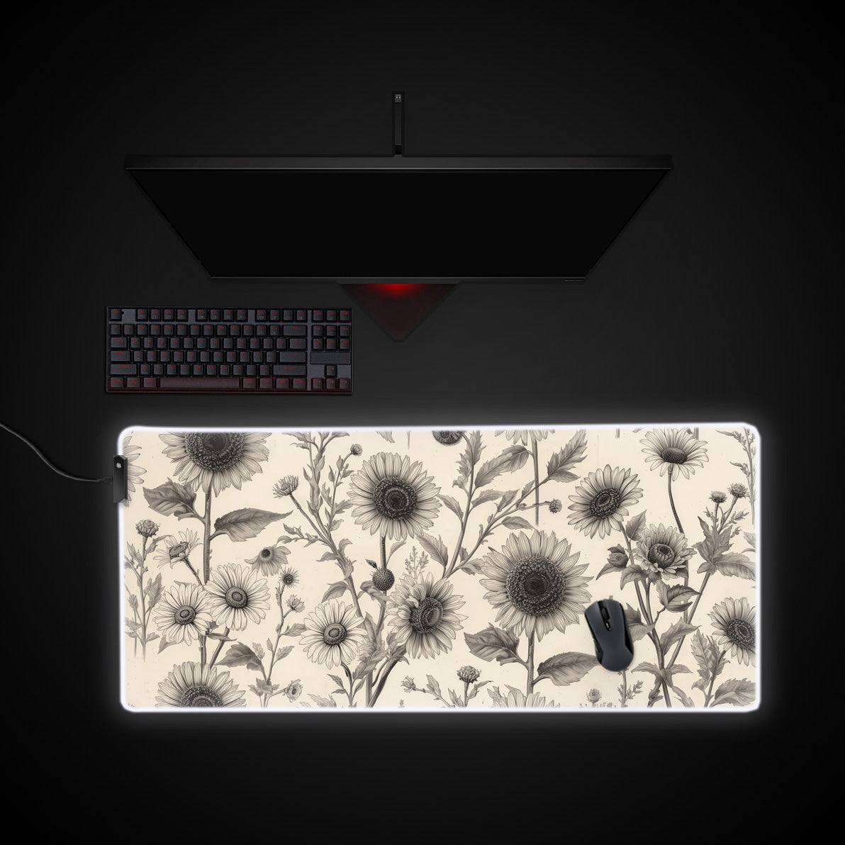 Botanical Study desk mat with RGB edge lighting