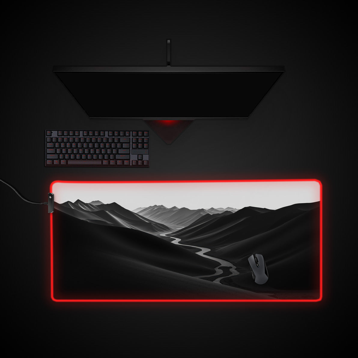 The River Path desk mat with RGB edge lighting