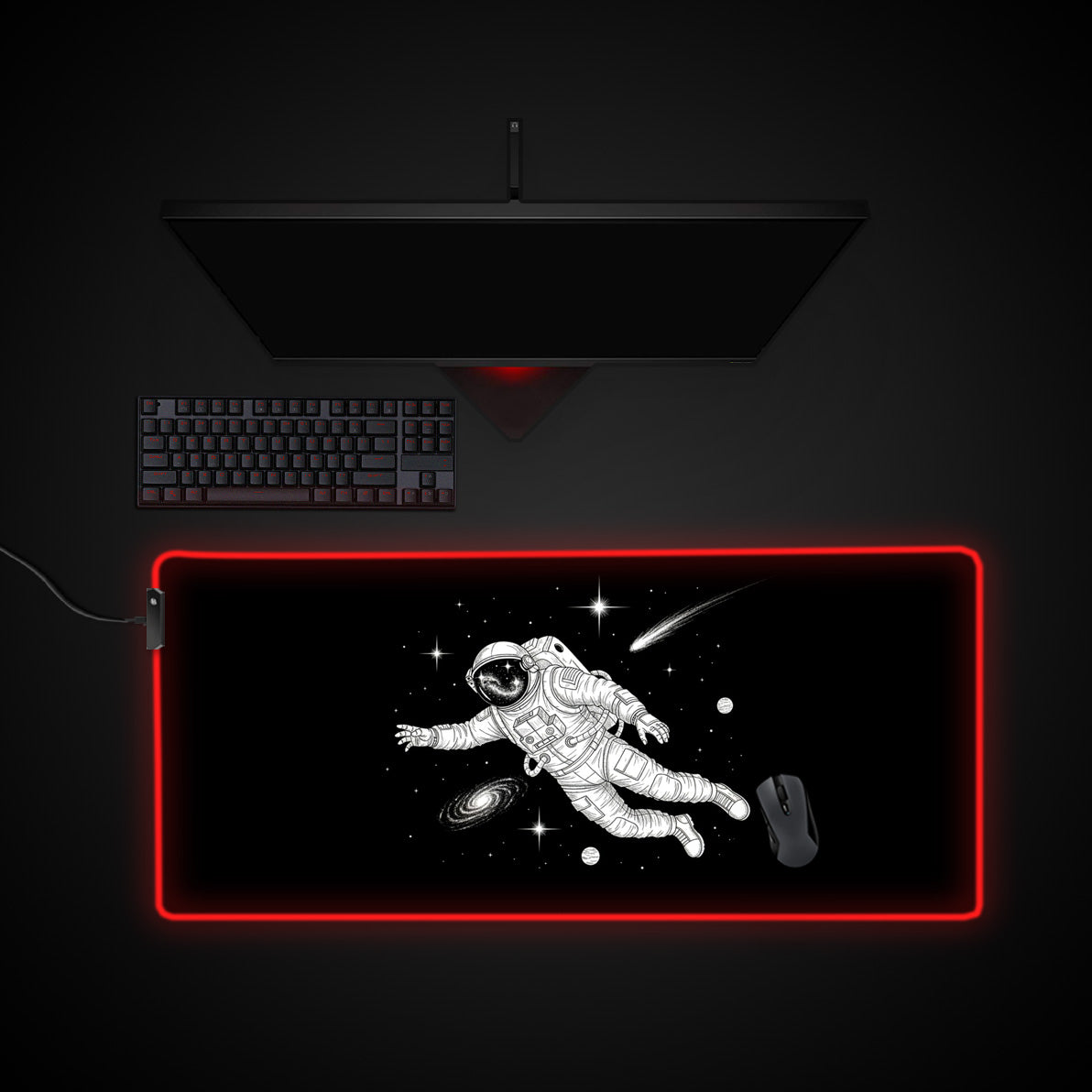 The Void desk mat with RGB edge lighting