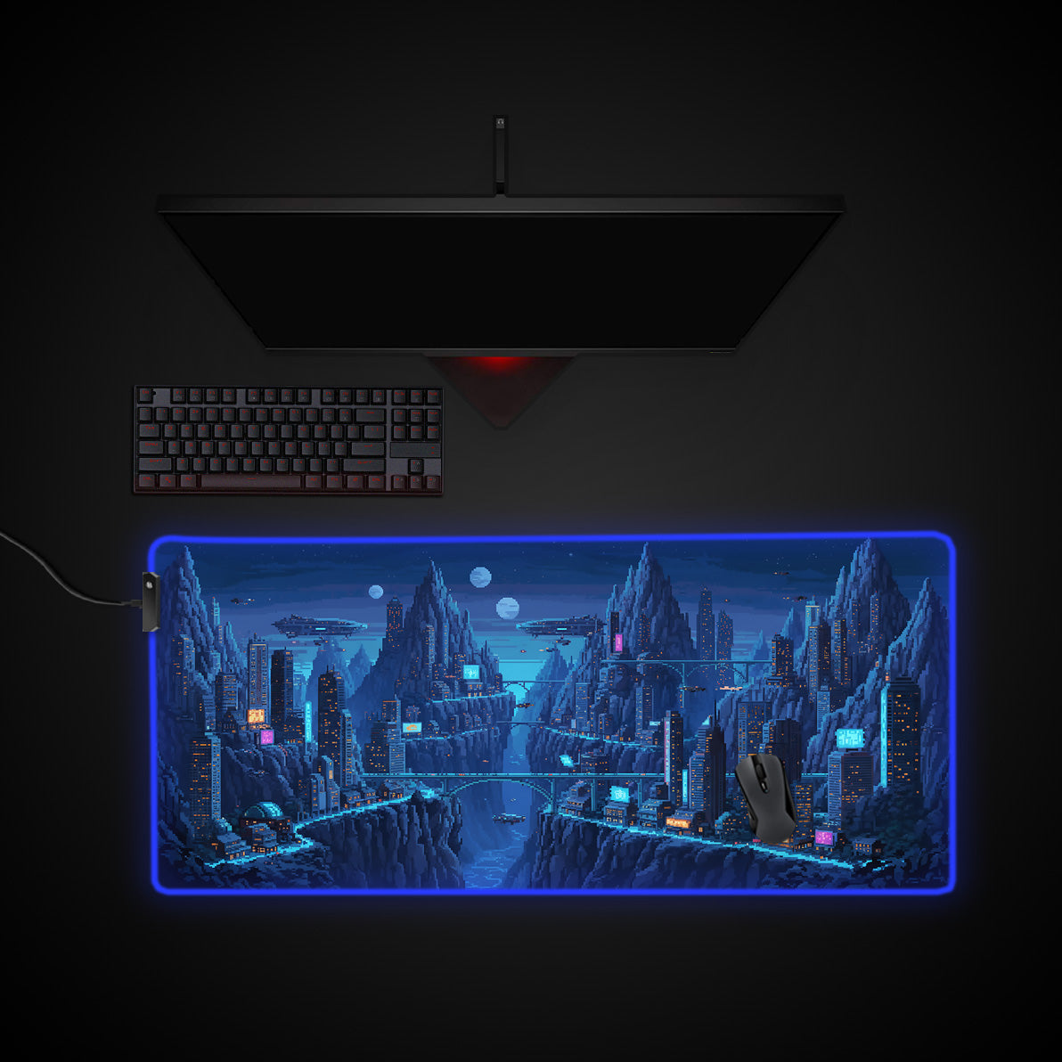 Future Abyss desk mat with RGB edge lighting