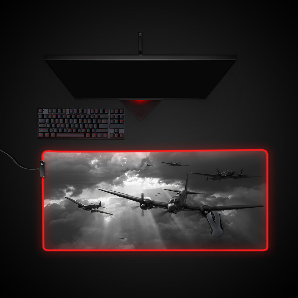 WW2 Planes desk mat with RGB edge lighting