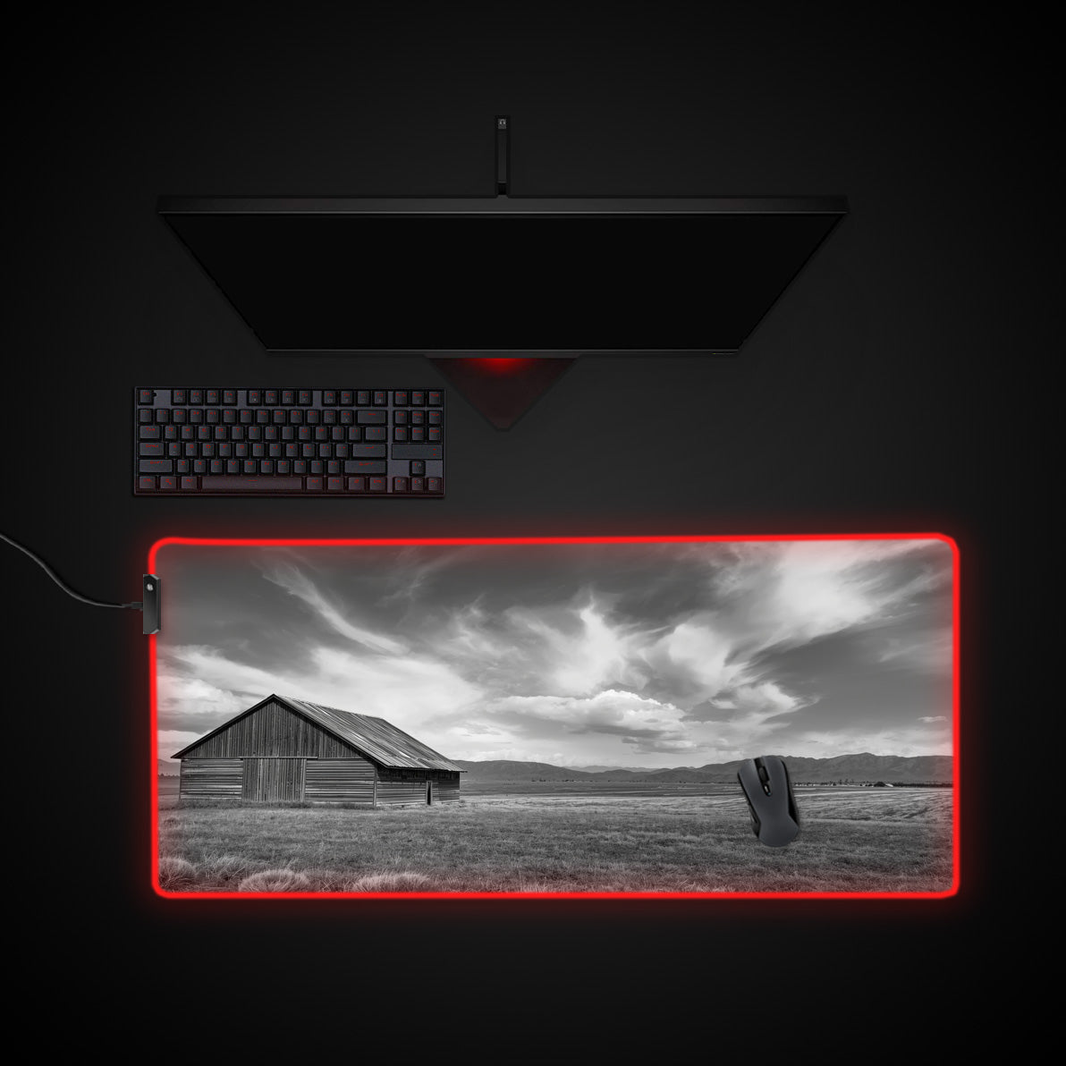 Rustic Vista desk mat with RGB edge lighting