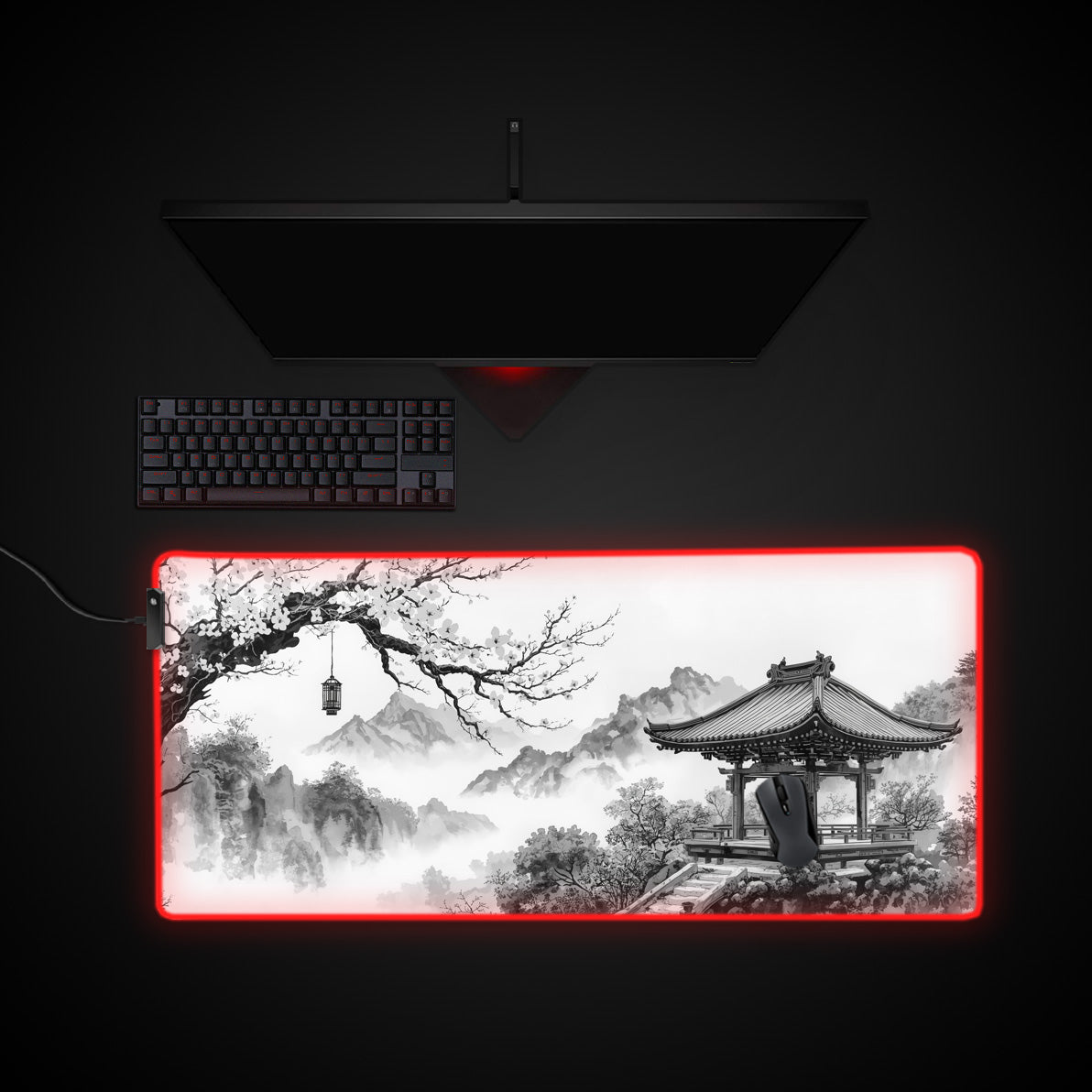 Inkstone Peak desk mat with RGB edge lighting