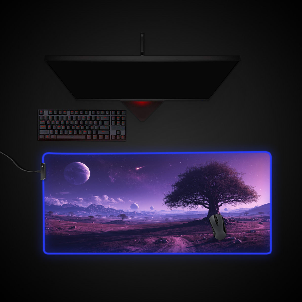 Nebula Haven desk mat with RGB edge lighting