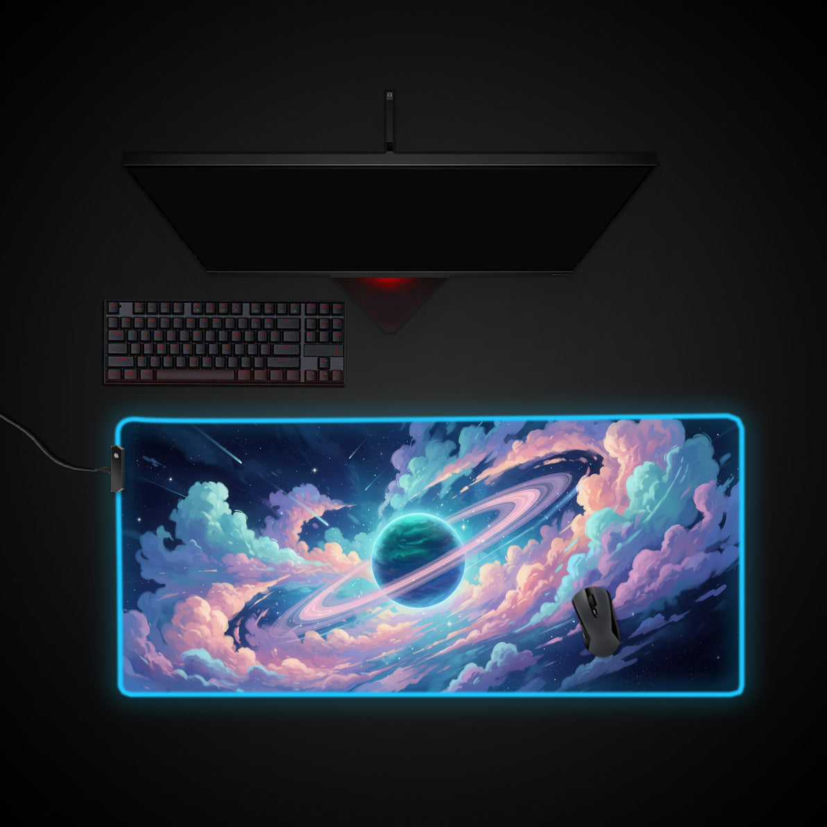 Nebula Vista desk mat with RGB edge lighting