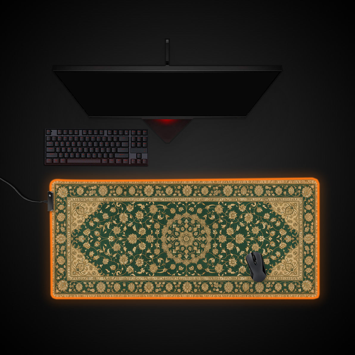 Persian Emerald desk mat with RGB edge lighting
