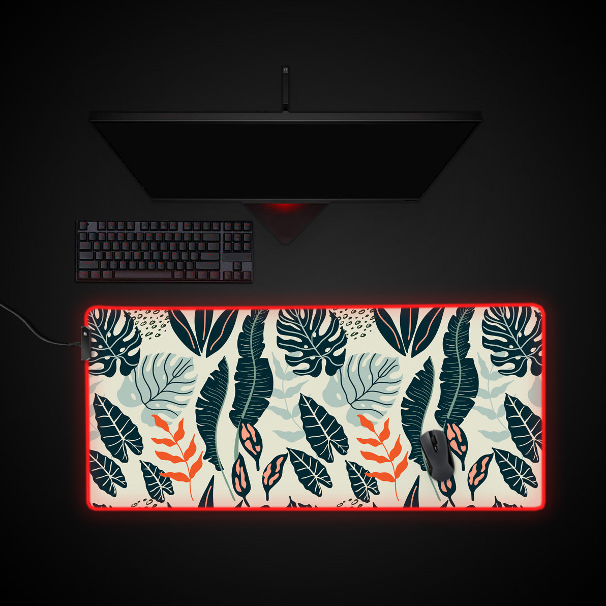 Wild Botanical desk mat with RGB edge lighting